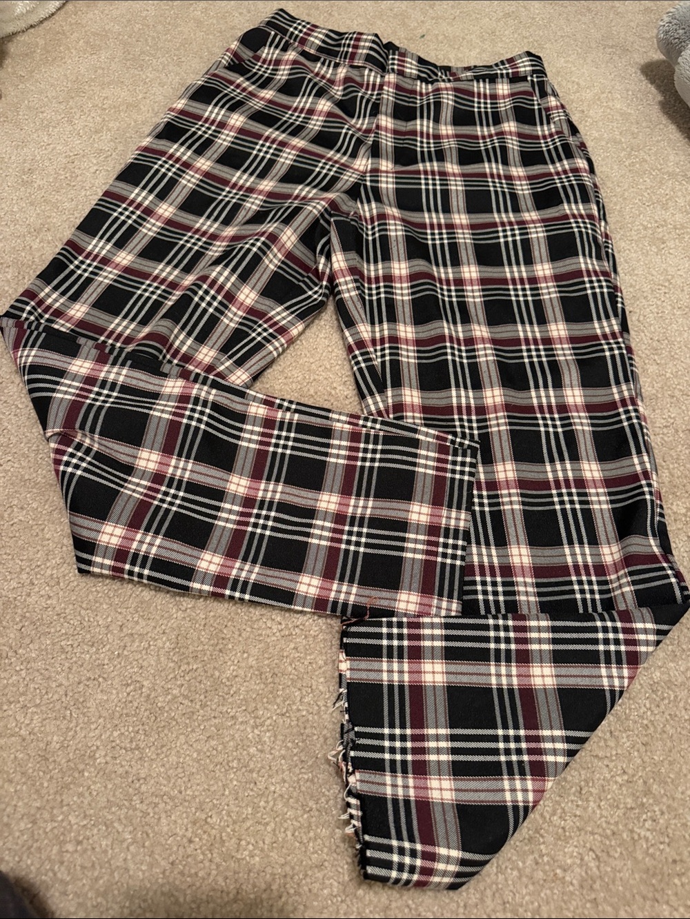 Womens medium, Black Plaid Casual Pants - Classic Check Design, inseam 24.